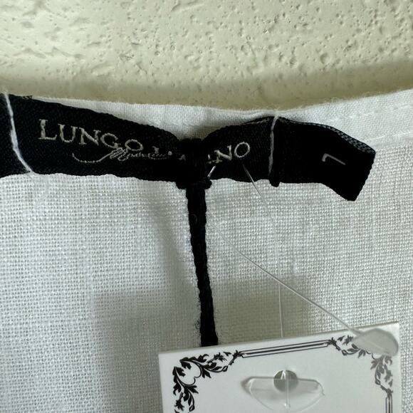Lungo L'Arno NWT White Beaded 100% Linen Tank Blouse Made In Italy Size L - Picture 6 of 8